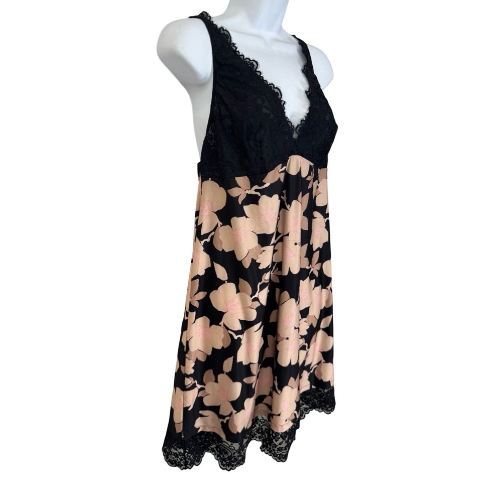 Twinset Floral Lace Slip Dress Size XL Black Pink Coquette Romantic Designer